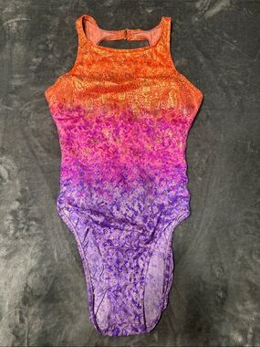 EUC Vintage Jantzen Orange to Purple Gradient One-Piece Swimsuit Sz 10